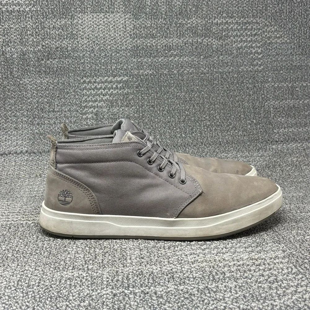 Timberland Davis Square Chukka Men's Gray Leather Canvas Sneakers Shoes Sz 13 M